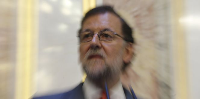 El presidente del Gobierno en funciones, Mariano Rajoy, durante la rueda de prensa ofrecida el miércoles en el Congreso tras la reunión que mantuvo con el líder del PSOE, Pedro Sánchez, en el marco de la ronda de contactos con vistas a intentar la investidura.