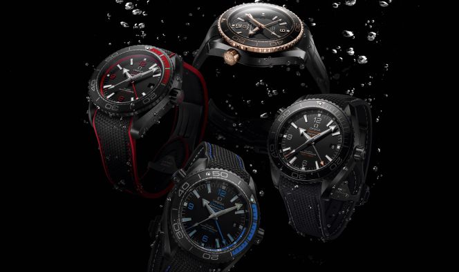 Cuatro modelos de la colección Planet Ocean, de Omega.