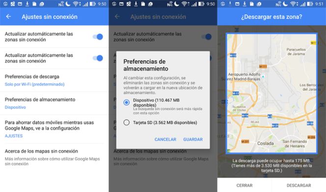 Google Maps ya no gasta megas ni memoria interna del móvil