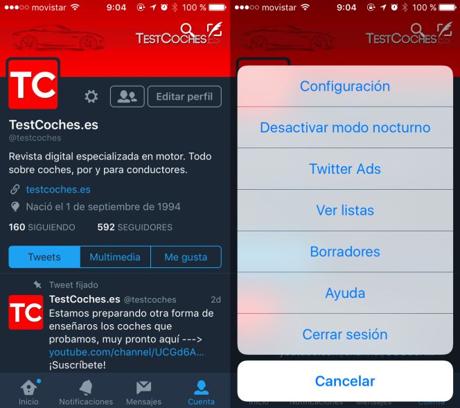 Llega el 'modo nocturno' a Twitter para iPhone, así funciona