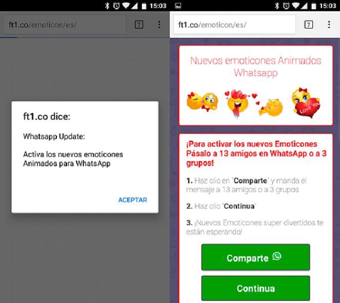 La estafa de los emoticonos animados de WhatsApp vuelve a coger fuerza