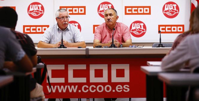 Los secretarios generales de CCOO y UGT, Ignacio Fernández Toxo y Pepe Álvarez.