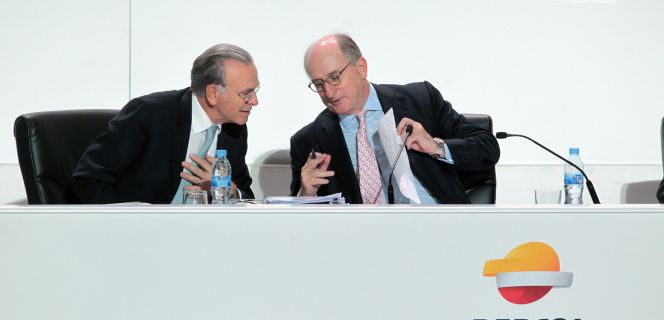 Isidro Fainé, presidente de Fundación La Caixa, y Antonio Brufau, presidente de Repsol.