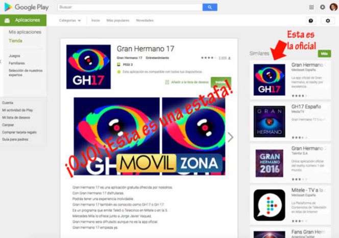 No descargues la app Gran Hermano 17, es una estafa