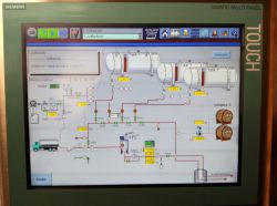 Panel central que controla el flujo de la cerveza, en el sistema de Siemens que Paulaner tiene instalado en el Oktoberfest.