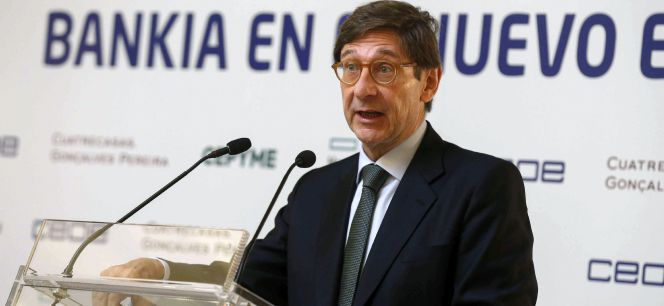 El presidente de Bankia, José Ignacio Goirigolzarri, durante su intervención en el IV Encuentro Empresarial organizado por CEOE y CEPYME donde habló sobre "El sistema financiero español. Bankia en el nuevo entorno".
