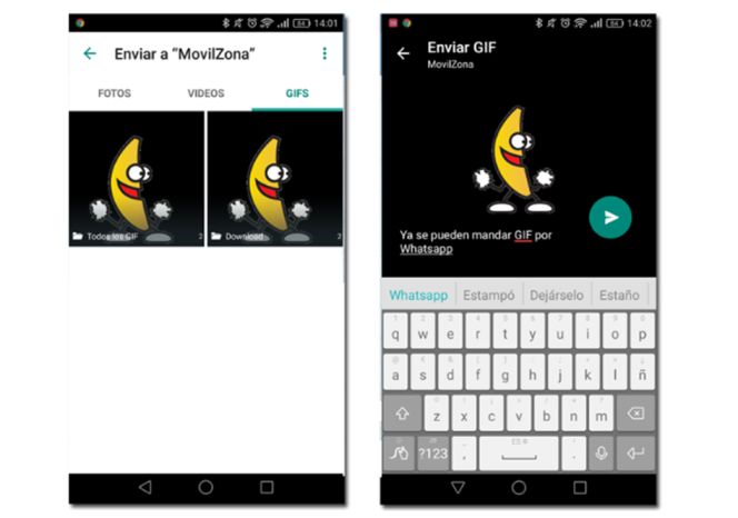 Uso de GiFs en la versión beta de WhatsApp