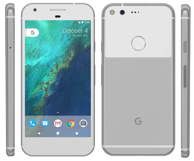 Google Pixel de color blanco