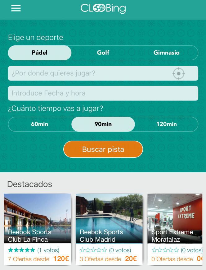 Home de la aplicación Cloobing