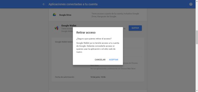Eliminar acceso a la cuenta de Google