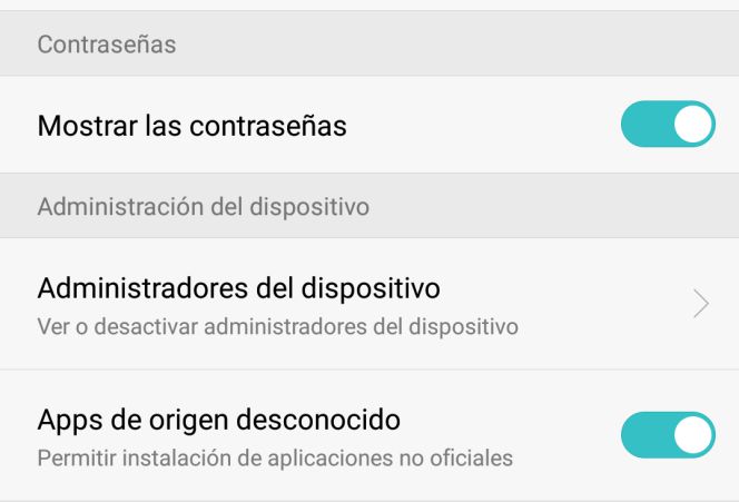 Fuentes desconocidas en los Ajustes de Android