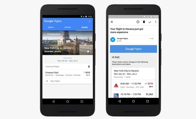 Interfaz de Google Flight