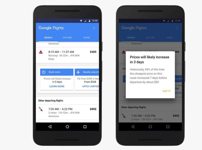 Previsiones en Google Flights