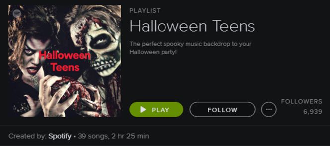 Lista de música para halloween de Spotify