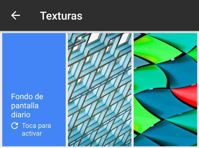 Interfaz de Fondos de pantalla de Android