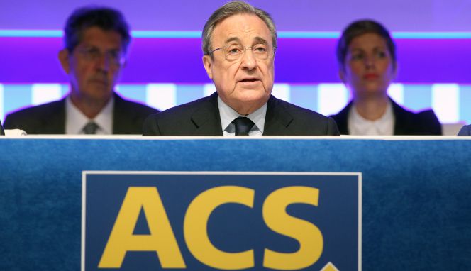 Florentino Perz, presidente de ACS, durante una junta de accionistas