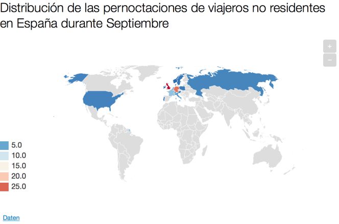 Crecen las pernoctaciones un 7,4% respecto al mismo periodo de 2015