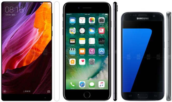 Xiaomi Mi Mix frente al iPhone 7 Plus y el Samsung galaxy S7