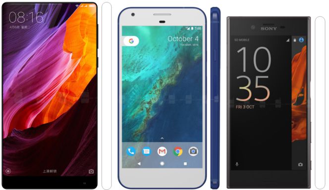 Xiaomi Mi Mix frente al Google Pixel XL y Sony Xperia XZ