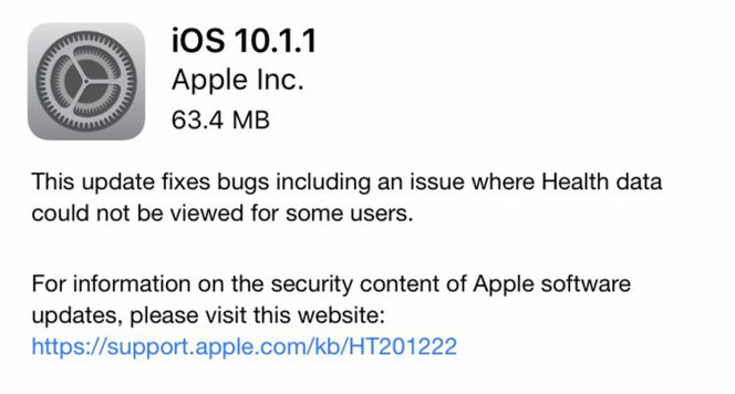 Actualización iOS 10.1.1 para iPhone 7