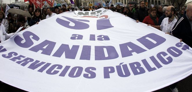 Imagen de una manifestación en defensa de la sanidad pública.