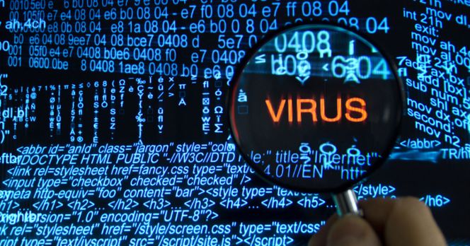 Virus con fondo negro y azul