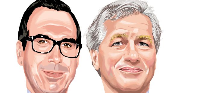Steven Mnuchin & Jamie Dimon, candidatos a secretario general del Tesoro de EE UU.