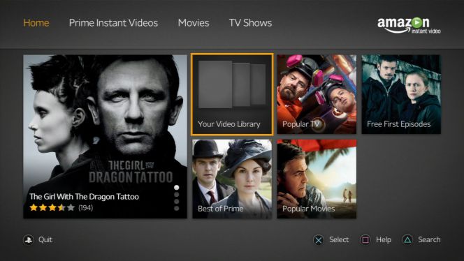 Interfaz de Amazon Prime Video