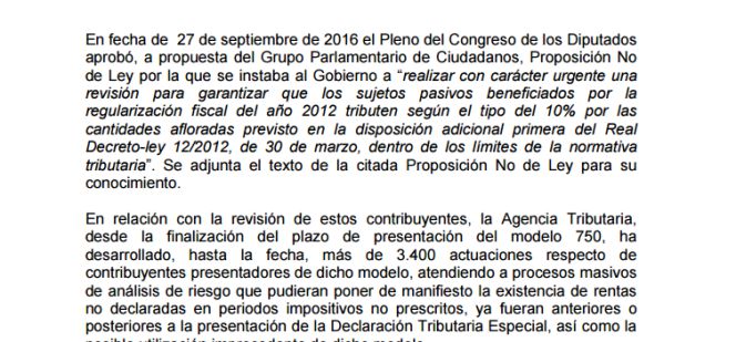 Esta es la carta que recibirán los amnistiados fiscales