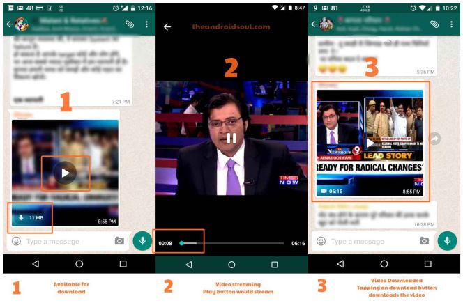 Reproducción de vídeo en streaming en WhatsApp