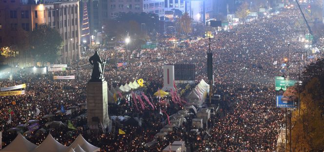 Manifestación contra Park Geun-hye, la semana pasada en Seúl.