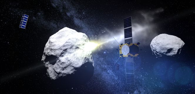 Una imagen recrea cómo sería la misión contra asteroides de la ESA.