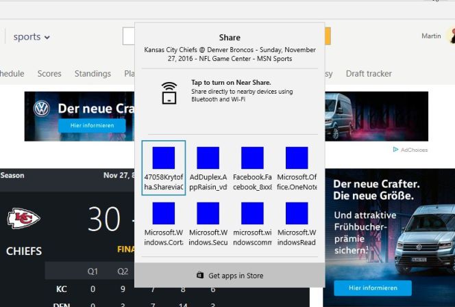 Compartir en Windows 10 Creators Update