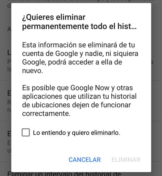 Eliminar ubicación en Google Maps