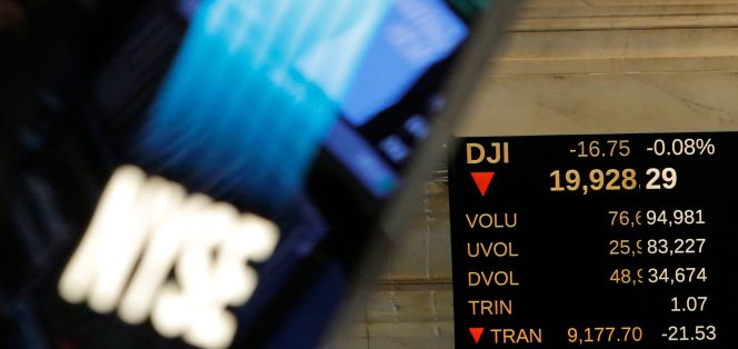Cotización del índice Dow Jones, en la Bolsa de Nueva York, el miércoles.