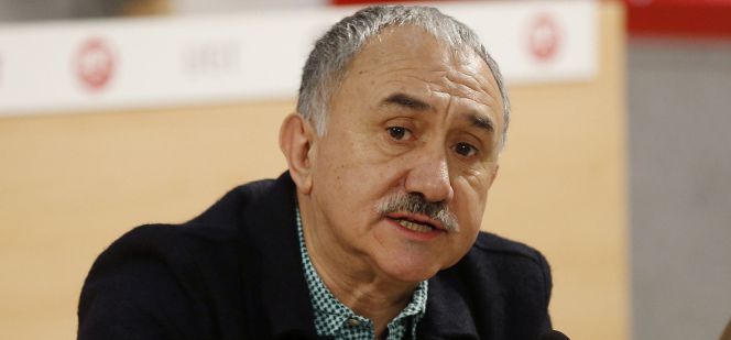 El secretario general de UGT, Pepe Álvarez, en un desayuno informativo hoy.