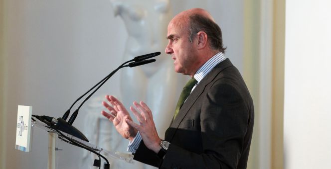 El ministro Luis de Guindos durante su intervención en el Spain Investors Day.