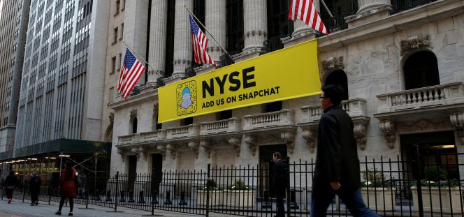 Anuncio de la cuenta de Snapchat de la Bolsa de Nueva York.