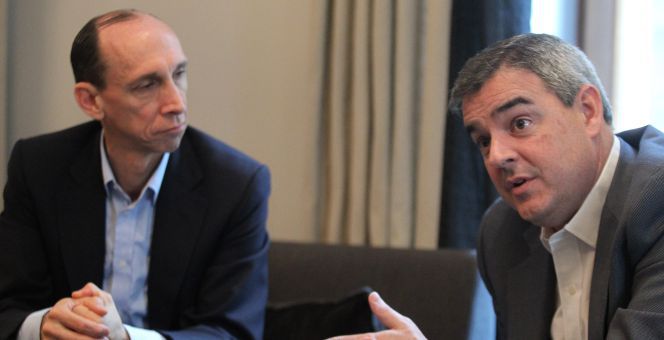 El consejero delegado de eDreams, Dana Dunne, junto al director financiero de la compañía, David Elizaga. rn