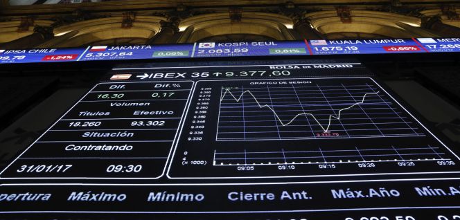 Paneles de la Bolsa de Madrid