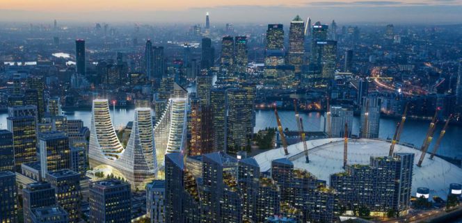 Peninsula Place, en el nuevo barrio en la península de Greenwich de Londres.