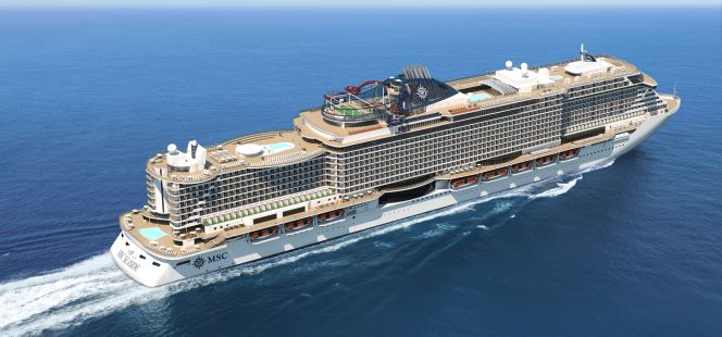 Maqueta del Seaside, la nueva generación de barcos de MSC, inspirado en Miami.