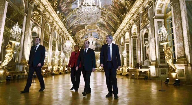 Francois Hollande, Angela Merkel, Mariano Rajoy y Paolo Gentiloni.