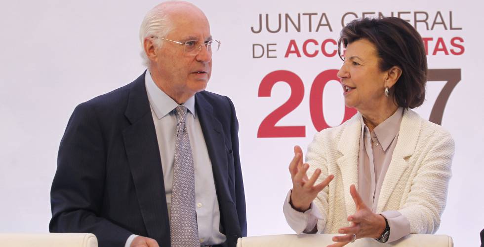 Rafael Miranda, presidente de Hispania, y Concha Osácar, consejera.