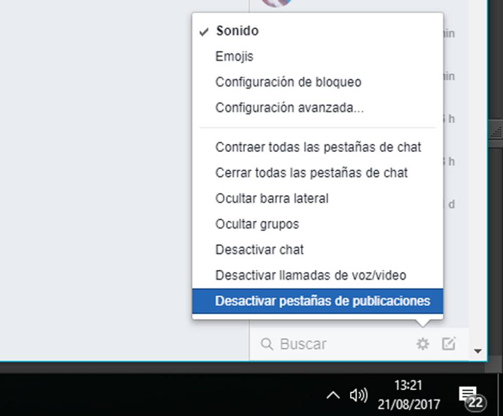 Facebook pestañas