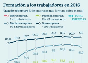 Cada vez menos empresas forman a sus plantillas: una caída del 16% en 2016 Cada vez menos empresas forman a sus plantillas: una caída del 16% en 2016