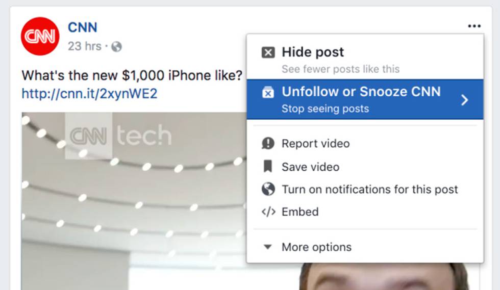Facebook snooze