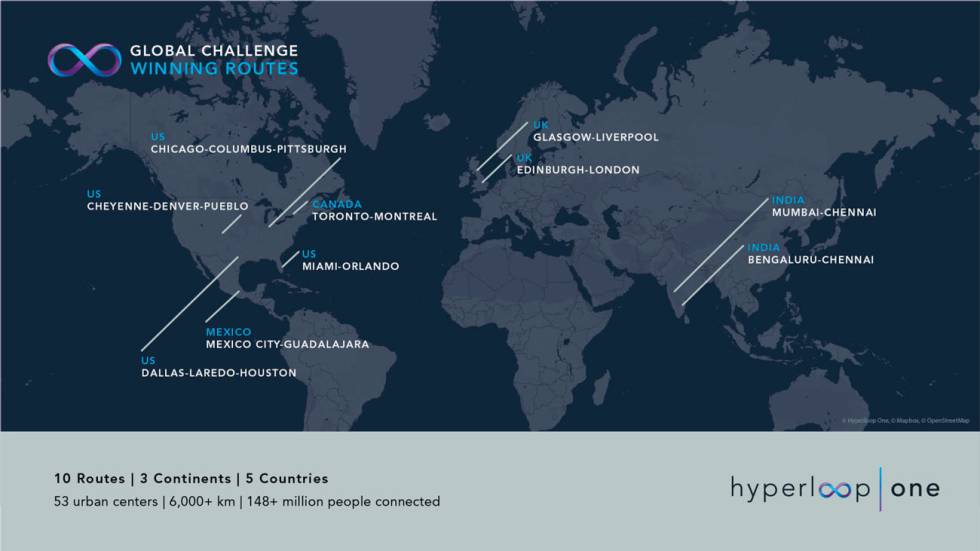 rutas de Hyperloop one