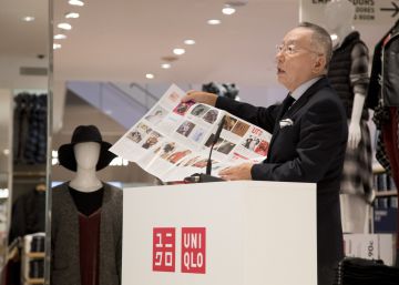 El empresario Tadashi Yanai, presidente y fundador de Uniqlo, el gigante de la moda japonés, durante la presentación de la tienda que abre mañana en Barcelona, su primera tienda en España, situada en la confluencia de paseo de Gràcia con Gran Via, con la que inicia su expansión en nuestro país, donde ha anunciado que abrirá otra tienda en Glòries el 9 de noviembre y quiere también tener otra en Madrid. EFEMarta Pérez