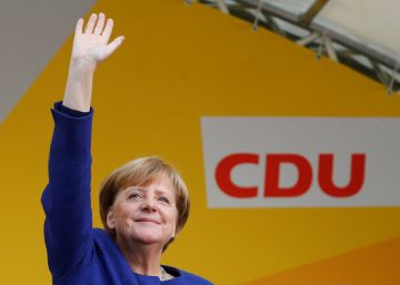 Angela Merkel, ayer en un mítin.